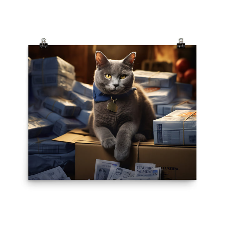 Russian Blue Mail Carrier Photo paper poster - PosterfyAI.com