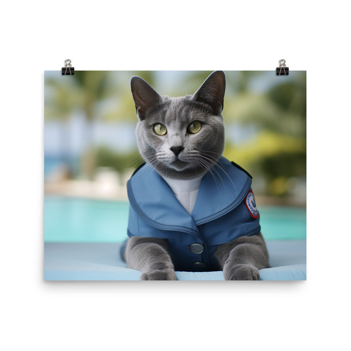 Russian Blue Lifeguard Photo paper poster - PosterfyAI.com