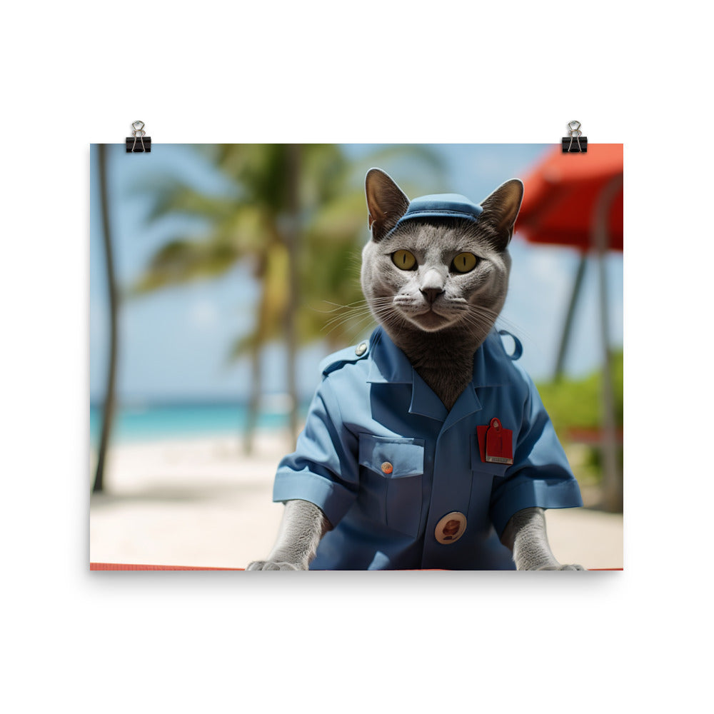 Russian Blue Lifeguard Photo paper poster - PosterfyAI.com