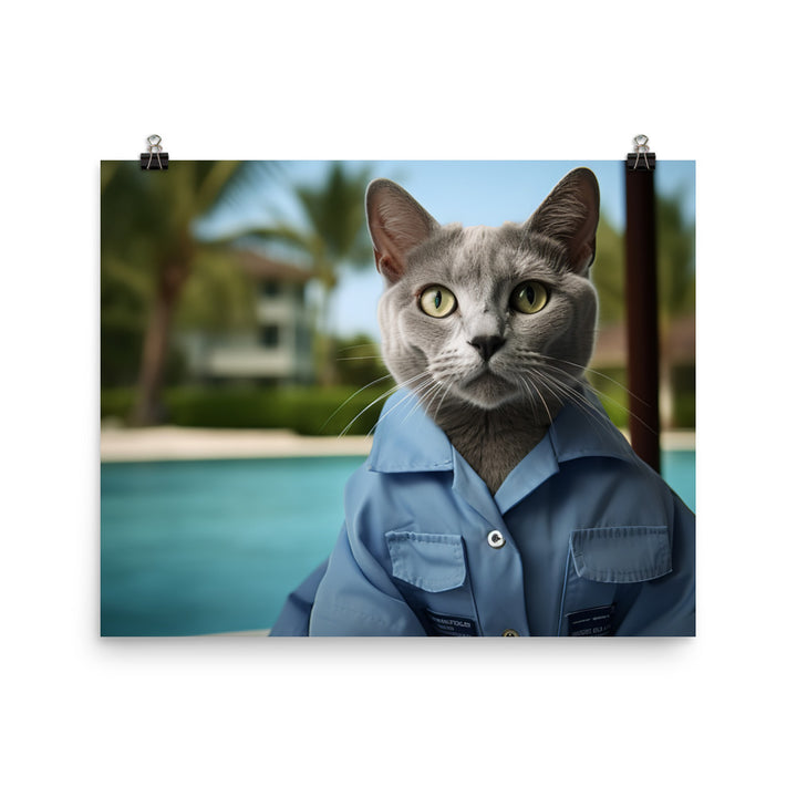 Russian Blue Lifeguard Photo paper poster - PosterfyAI.com