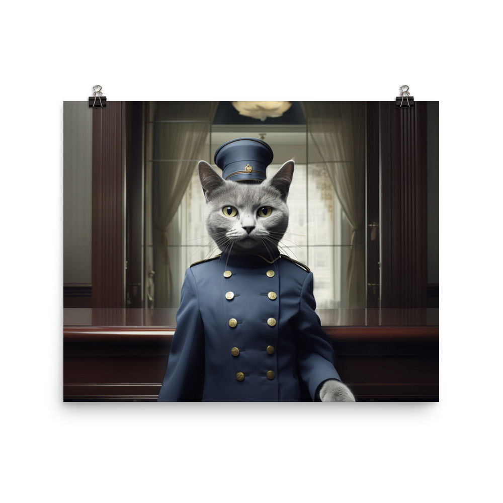 Russian Blue Hotel Staff Photo paper poster - PosterfyAI.com