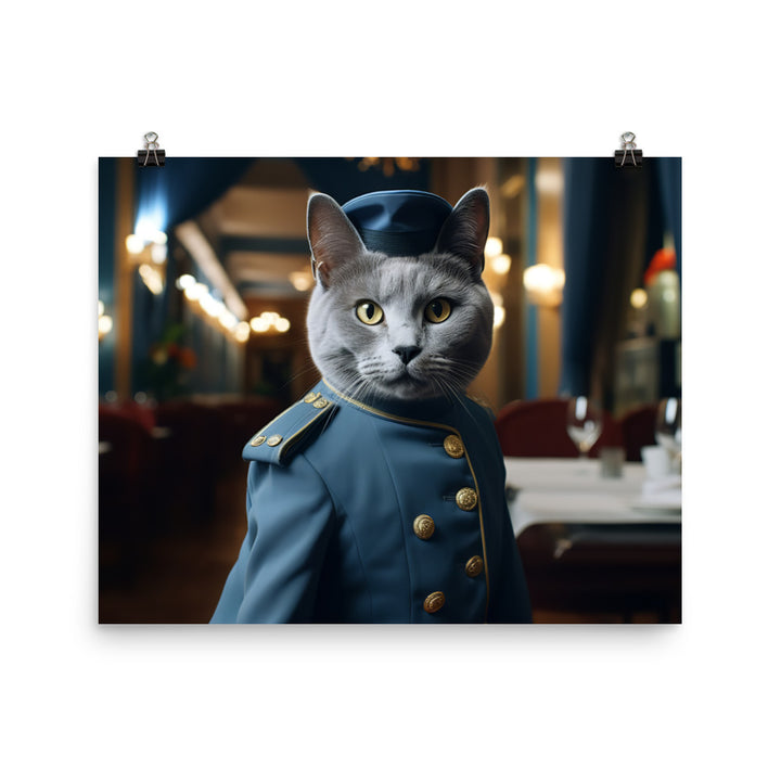 Russian Blue Hotel Staff Photo paper poster - PosterfyAI.com