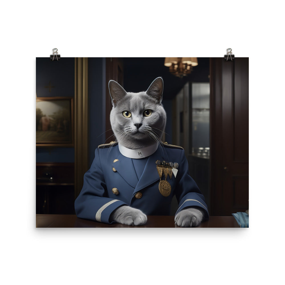 Russian Blue Hotel Staff Photo paper poster - PosterfyAI.com