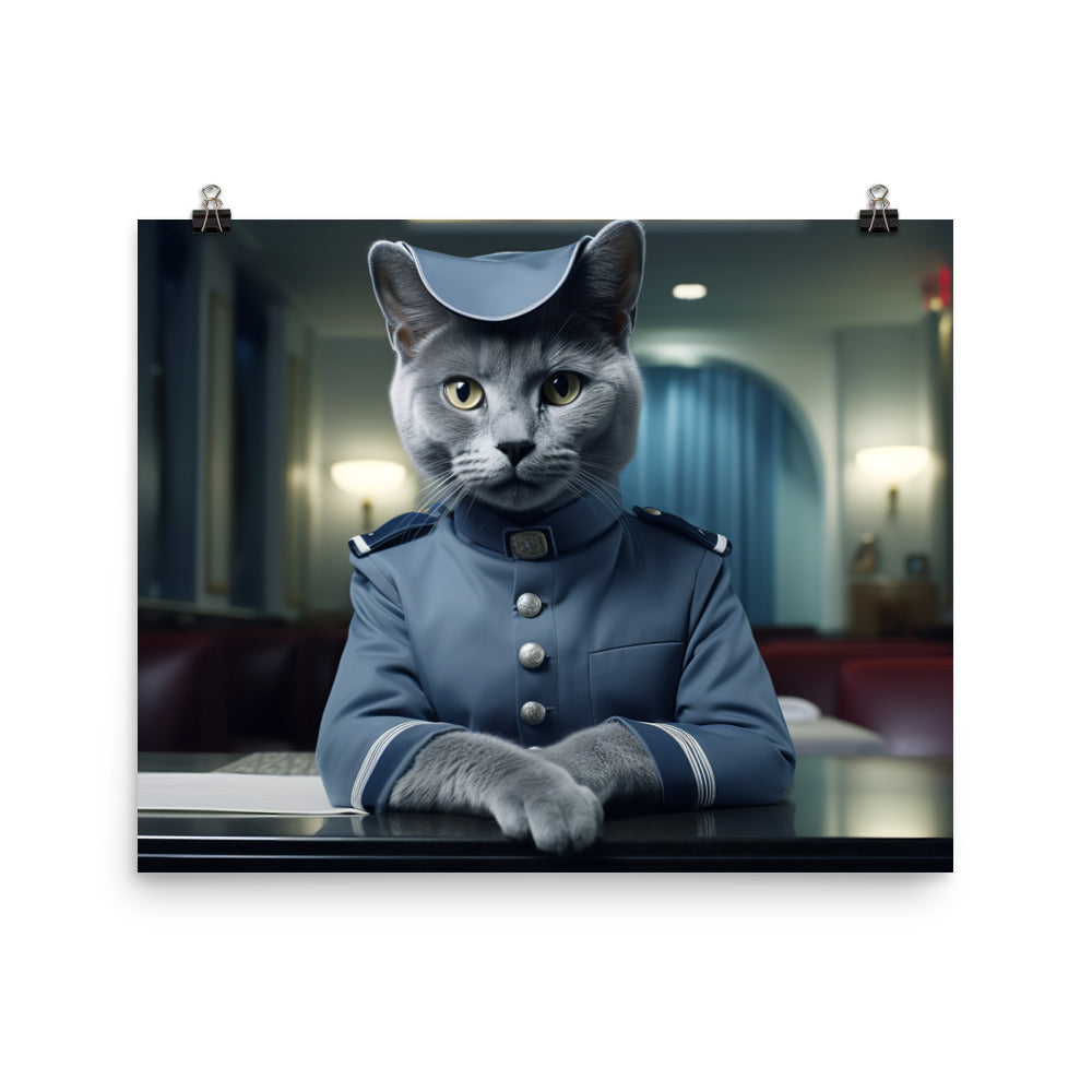 Russian Blue Hotel Staff Photo paper poster - PosterfyAI.com
