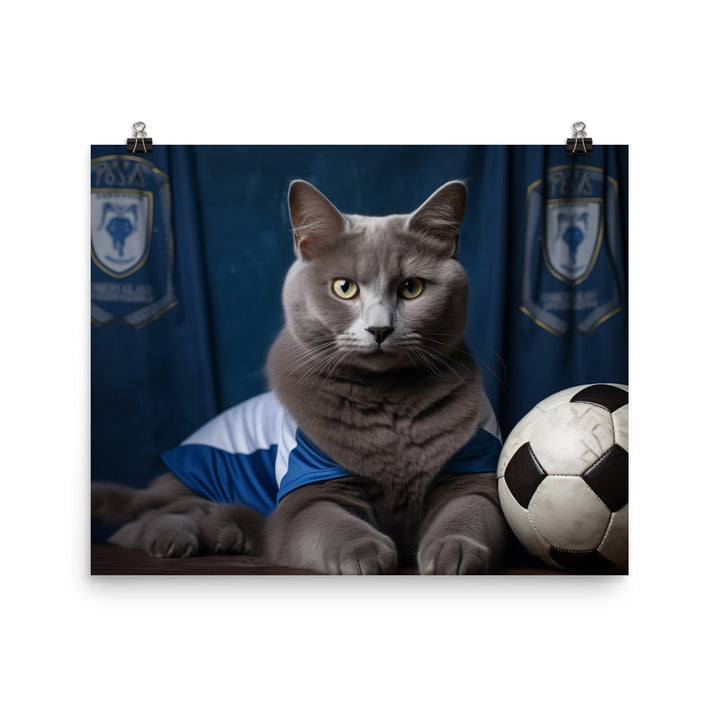 Russian Blue Football Player Photo paper poster - PosterfyAI.com