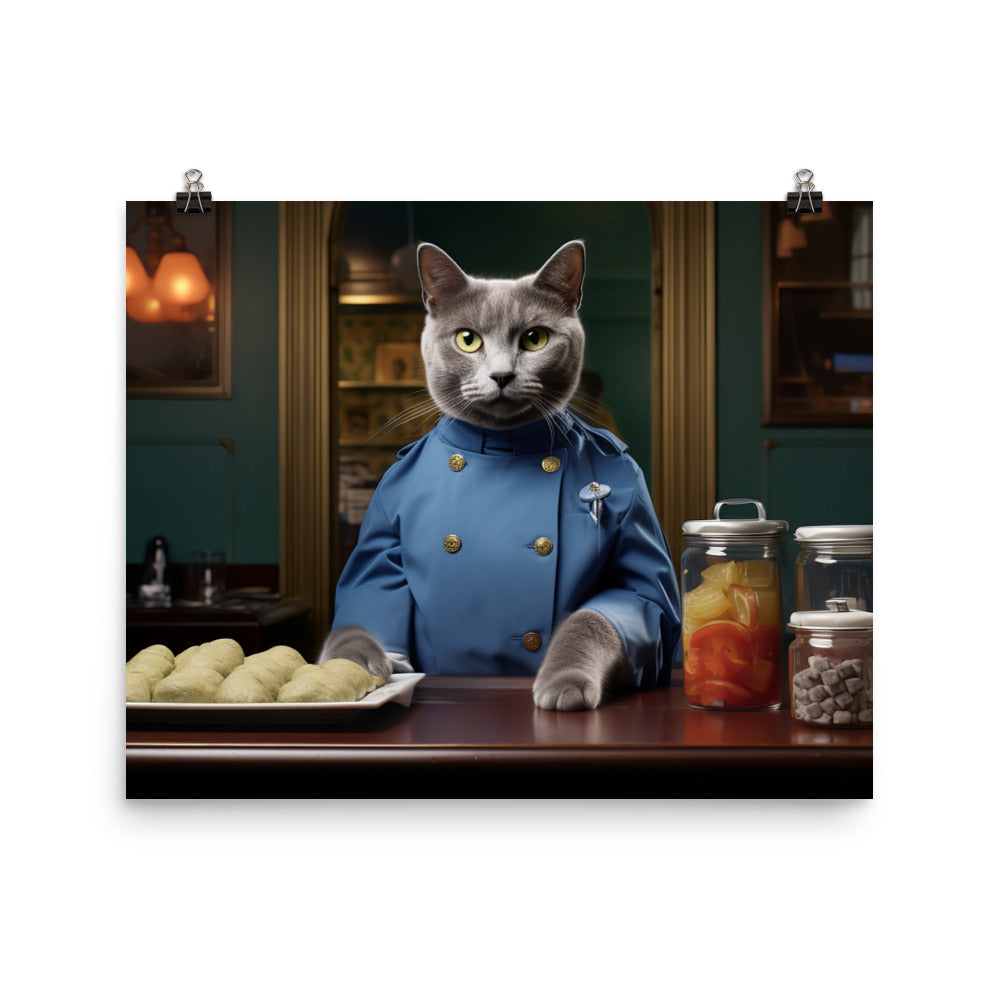 Russian Blue Fast Food Crew Photo paper poster - PosterfyAI.com