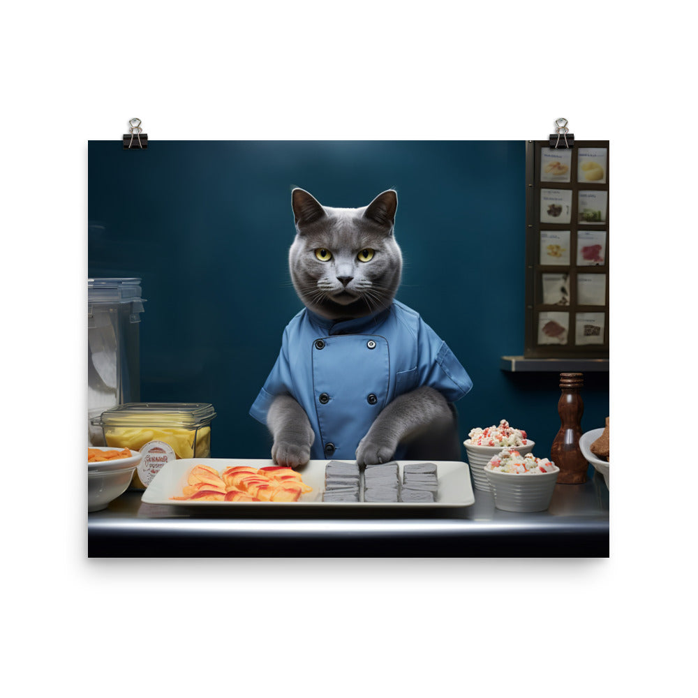 Russian Blue Fast Food Crew Photo paper poster - PosterfyAI.com