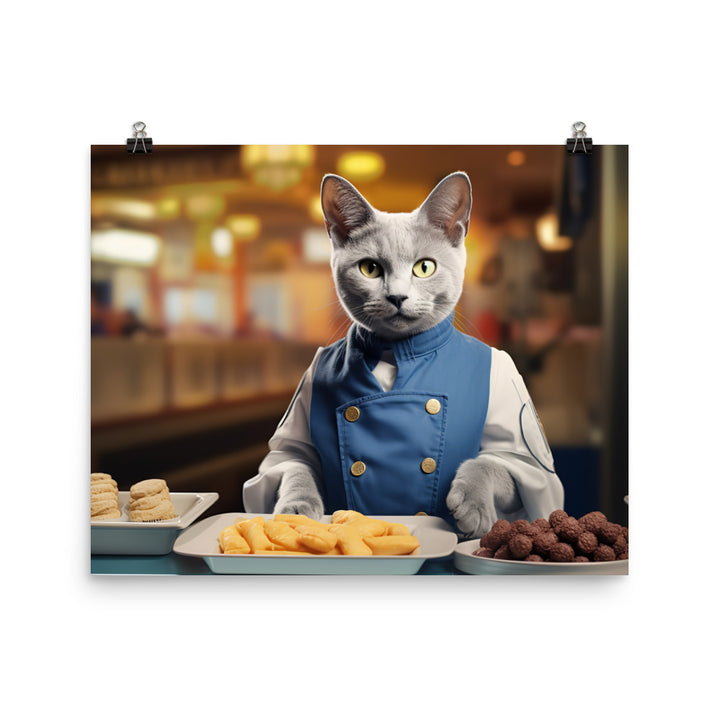 Russian Blue Fast Food Crew Photo paper poster - PosterfyAI.com