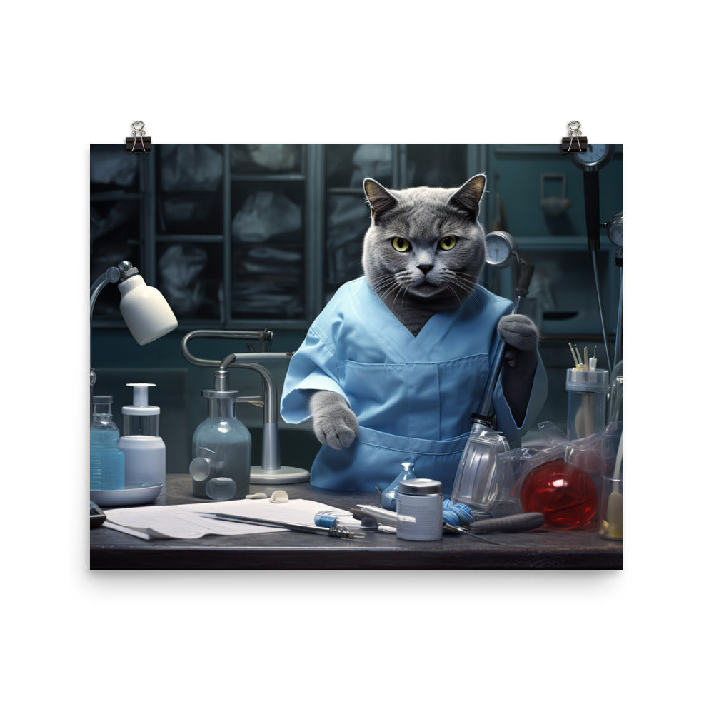 Russian Blue Doctor Photo paper poster - PosterfyAI.com