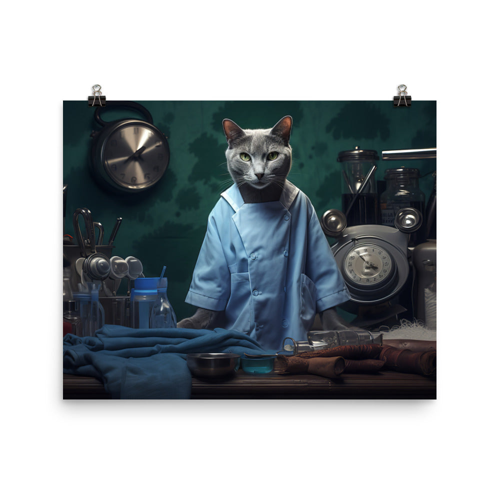 Russian Blue Doctor Photo paper poster - PosterfyAI.com