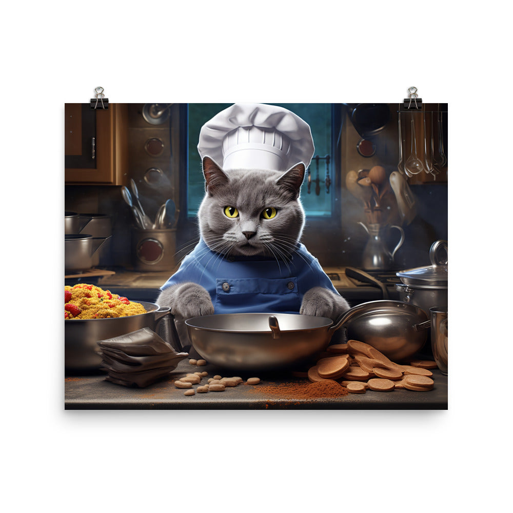 Russian Blue Chef Photo paper poster - PosterfyAI.com