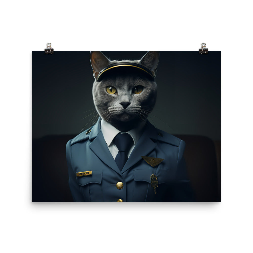 Russian Blue Cabin Crew Photo paper poster - PosterfyAI.com