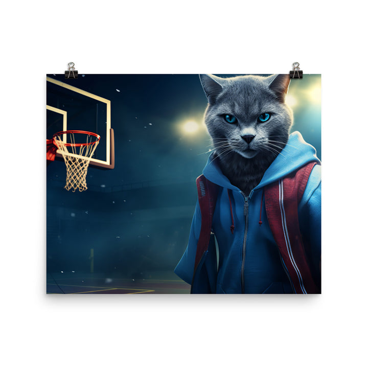 Russian Blue Basketball Photo paper poster - PosterfyAI.com