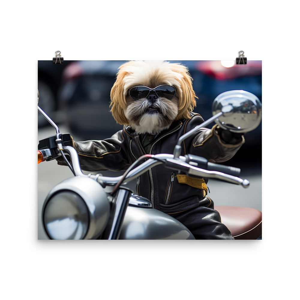 Lhasa Apso Superbike Athlete Photo paper poster - PosterfyAI.com