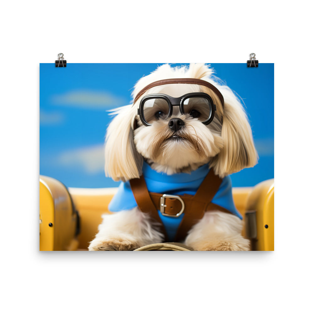 Lhasa Apso Pilot Officer Photo paper poster - PosterfyAI.com