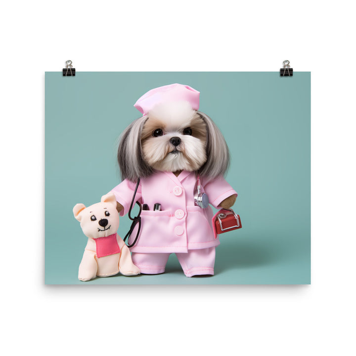 Lhasa Apso Nurse Photo paper poster - PosterfyAI.com