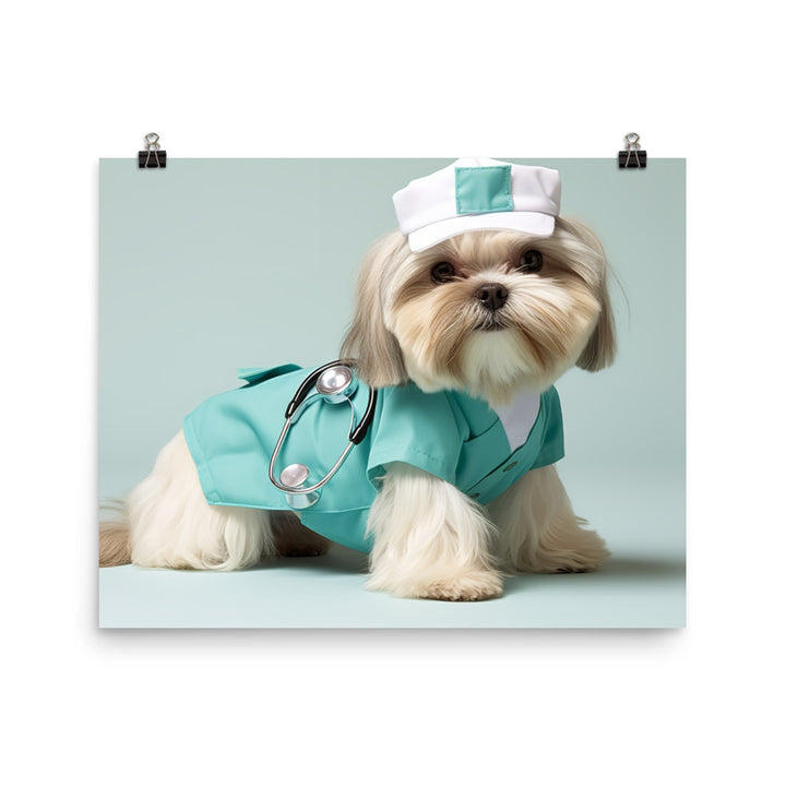 Lhasa Apso Nurse Photo paper poster - PosterfyAI.com