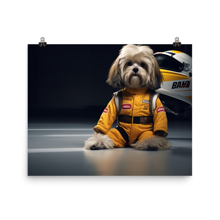 Lhasa Apso Motorsport Athlete Photo paper poster - PosterfyAI.com