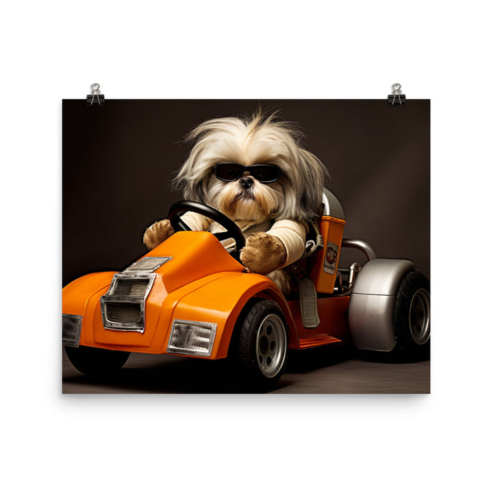 Lhasa Apso Motorsport Athlete Photo paper poster - PosterfyAI.com