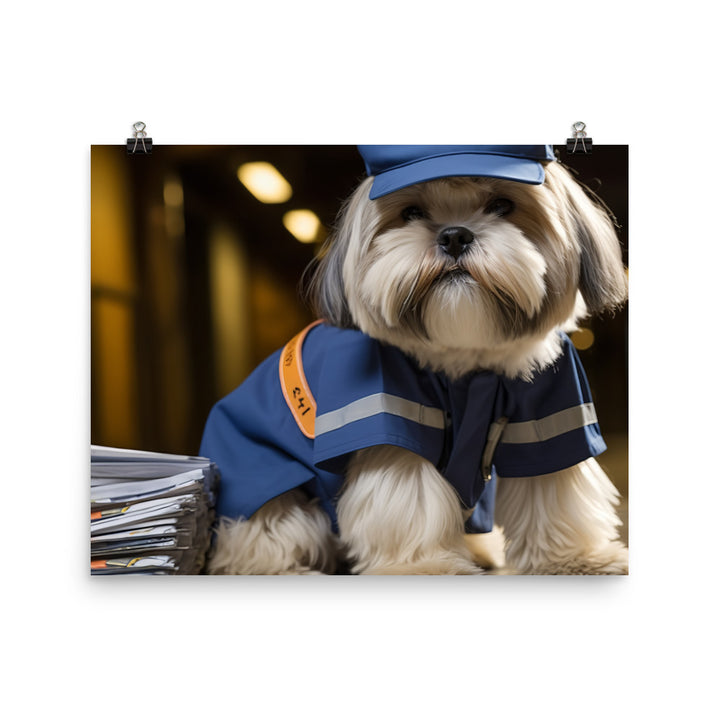 Lhasa Apso Mail Carrier Photo paper poster - PosterfyAI.com