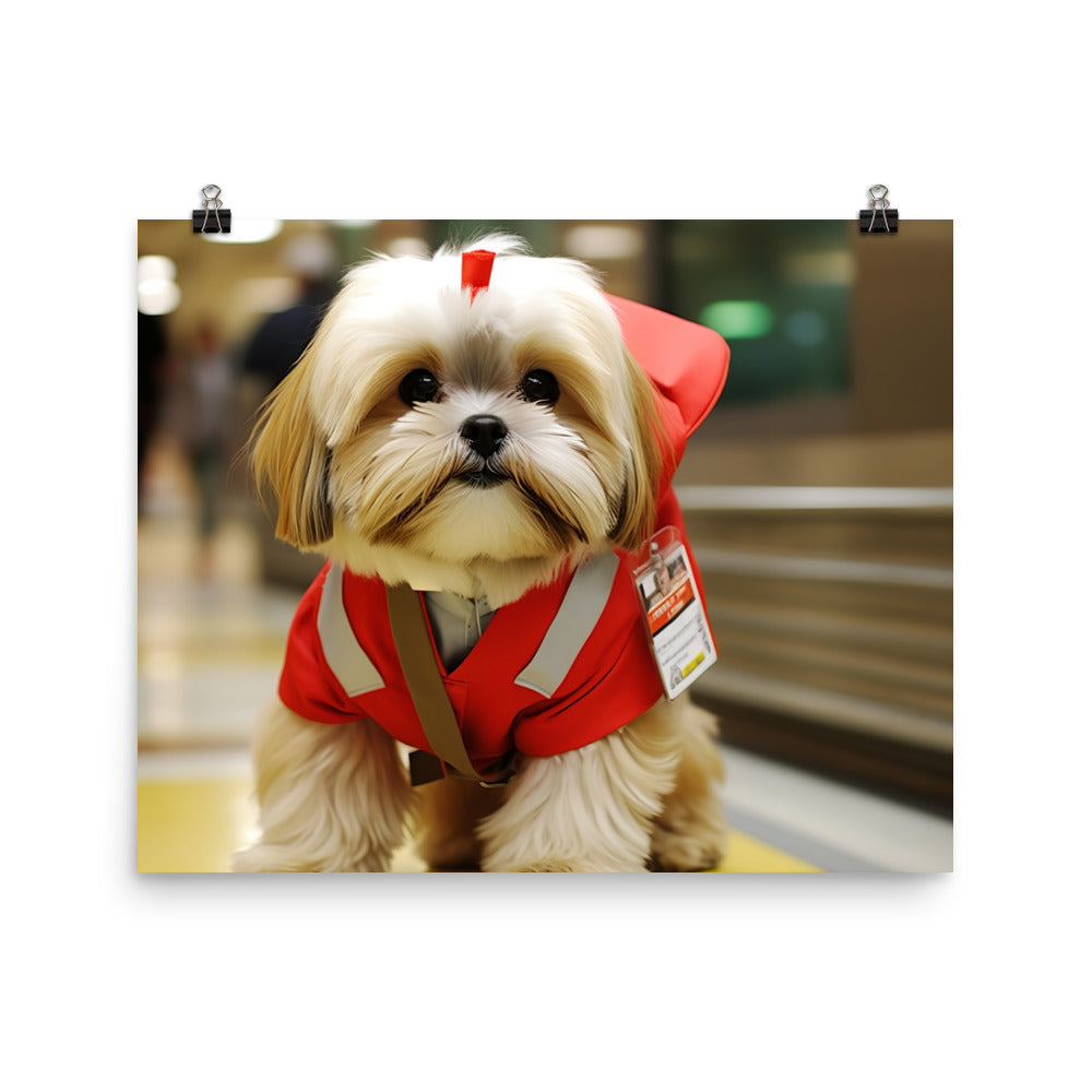 Lhasa Apso Mail Carrier Photo paper poster - PosterfyAI.com