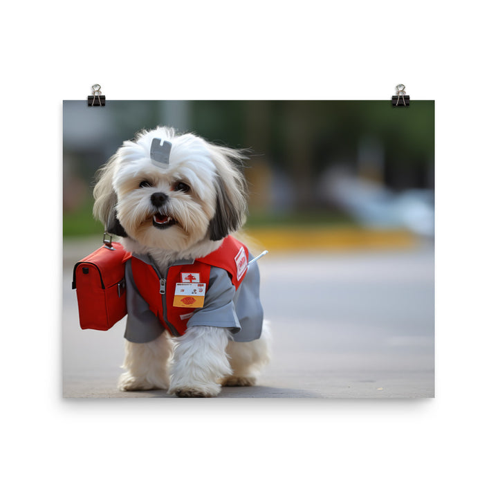 Lhasa Apso Mail Carrier Photo paper poster - PosterfyAI.com