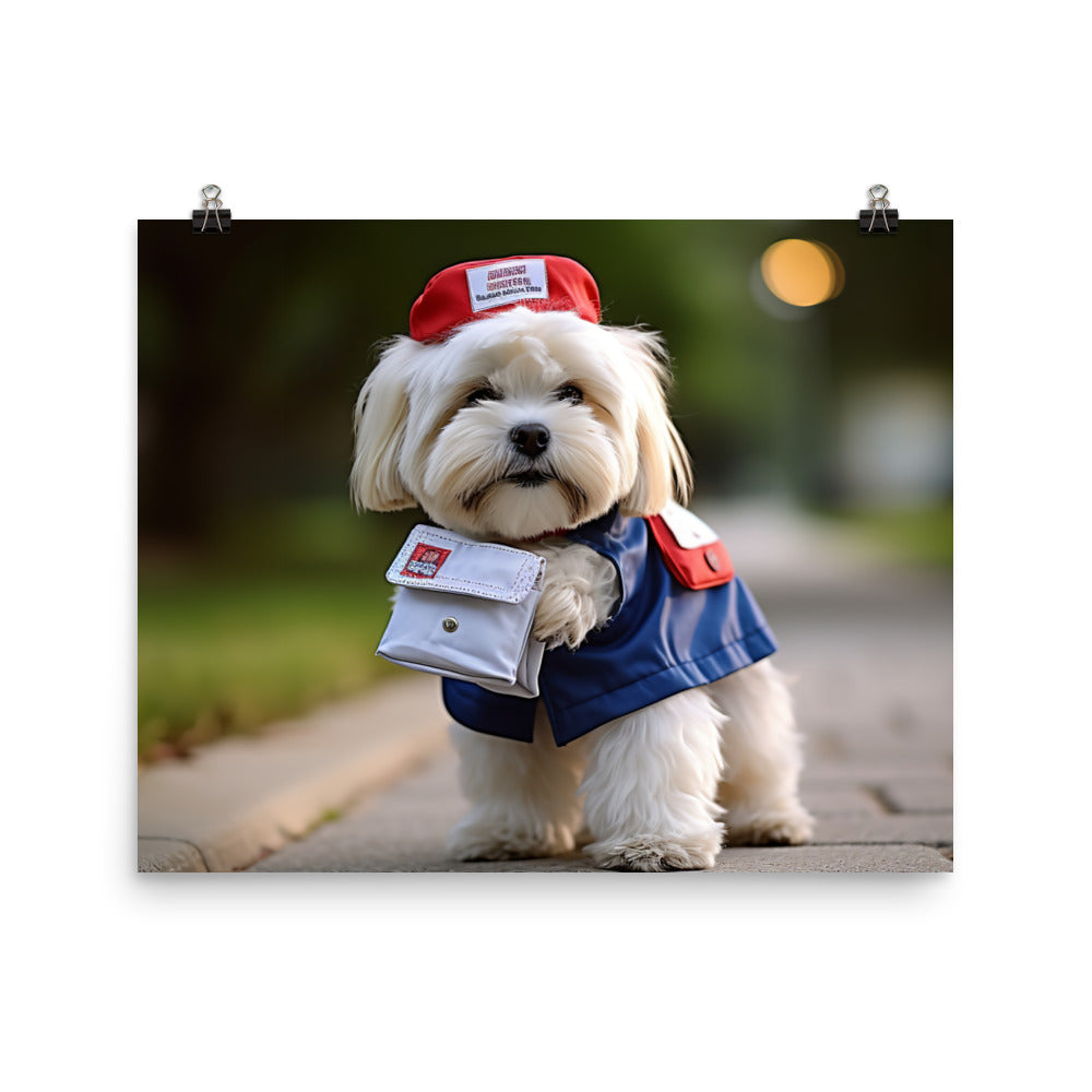 Lhasa Apso Mail Carrier Photo paper poster - PosterfyAI.com