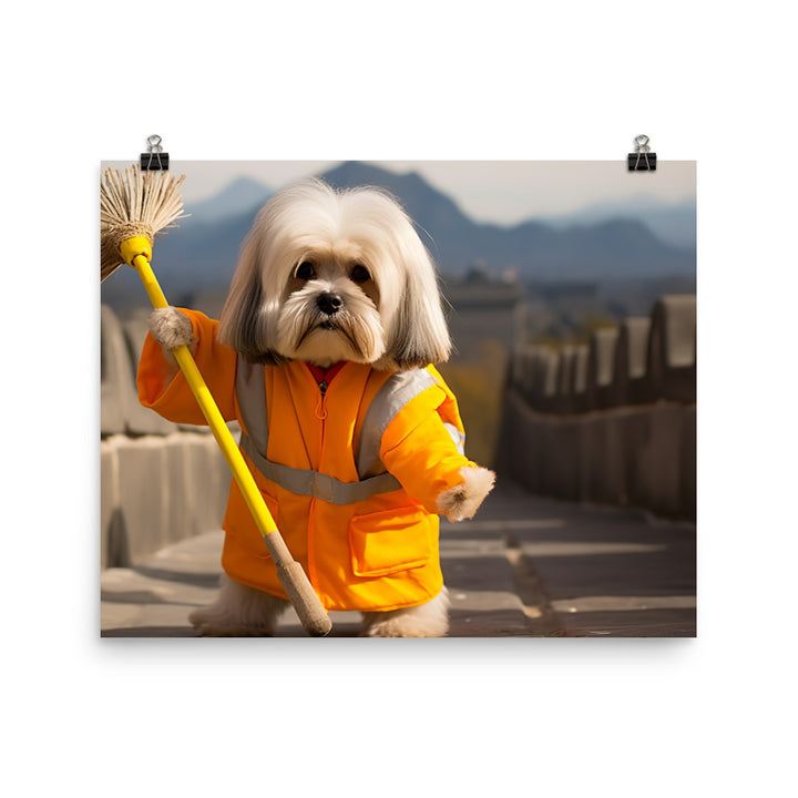 Lhasa Apso Janitor Photo paper poster - PosterfyAI.com