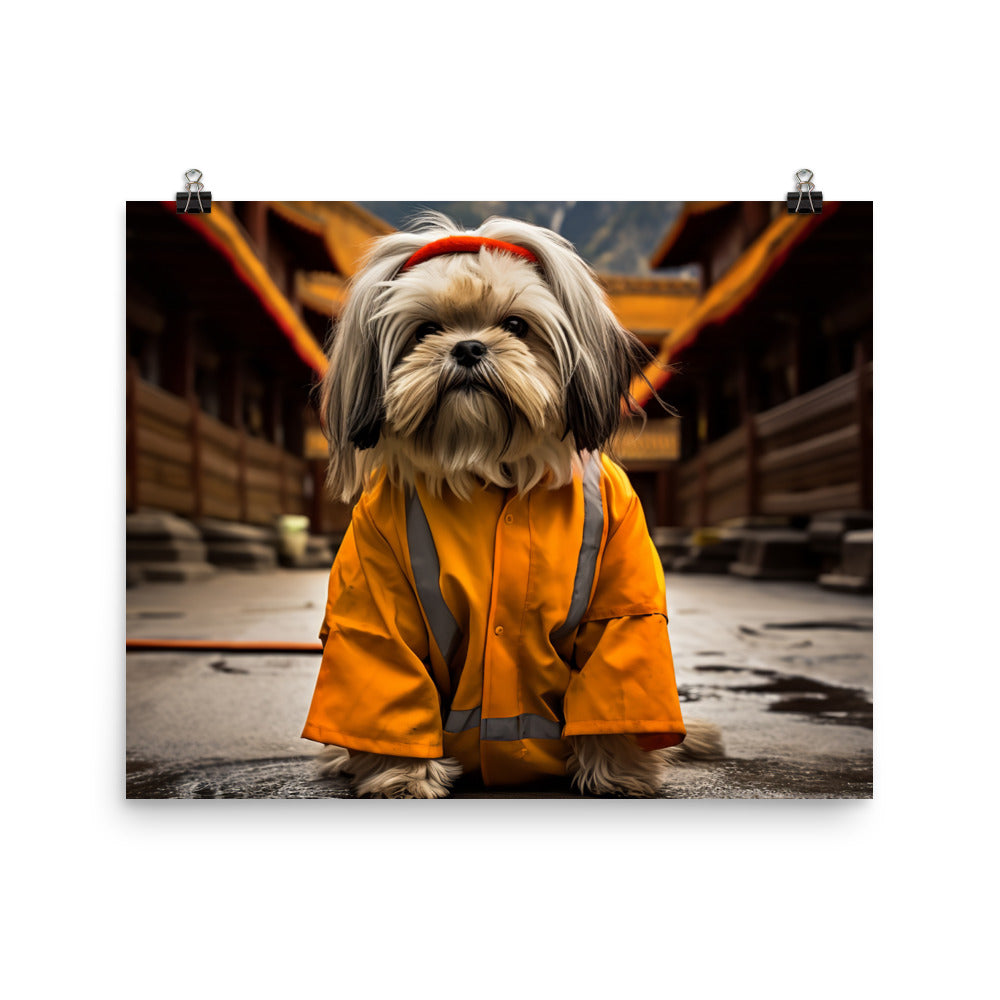 Lhasa Apso Janitor Photo paper poster - PosterfyAI.com