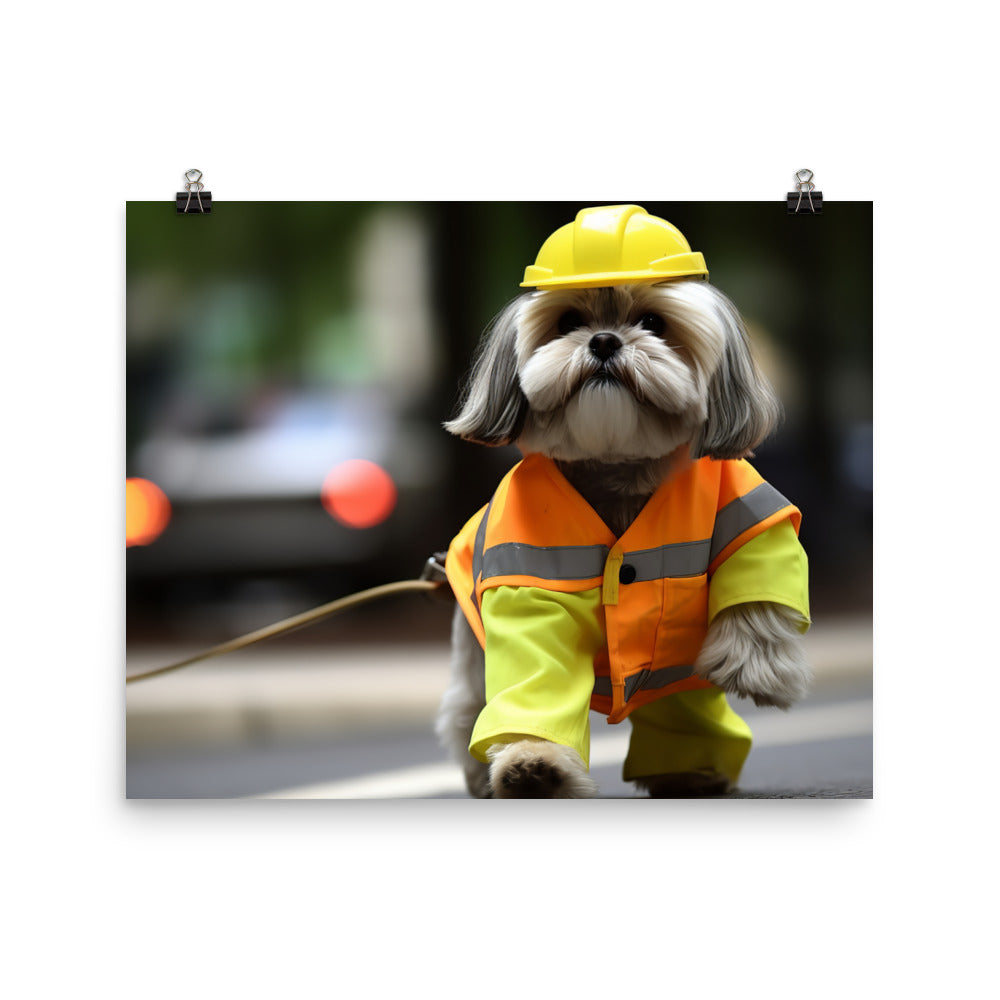 Lhasa Apso Janitor Photo paper poster - PosterfyAI.com