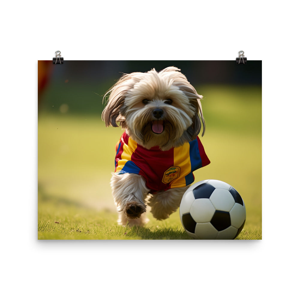 Lhasa Apso Football Player Photo paper poster - PosterfyAI.com