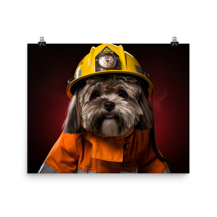 Lhasa Apso Firefighter Photo paper poster - PosterfyAI.com