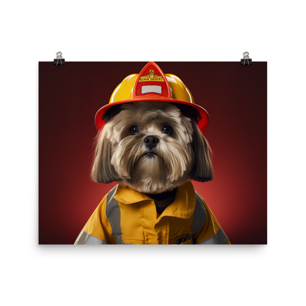 Lhasa Apso Firefighter Photo paper poster - PosterfyAI.com