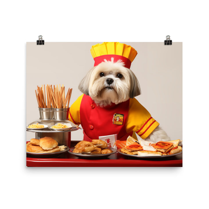 Lhasa Apso Fast Food Crew Photo paper poster - PosterfyAI.com