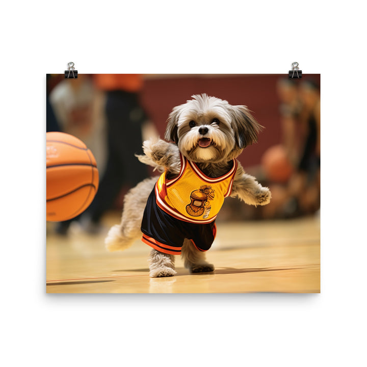 Lhasa Apso Basketball Player Photo paper poster - PosterfyAI.com