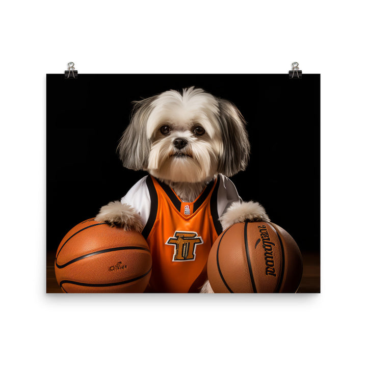 Lhasa Apso Basketball Player Photo paper poster - PosterfyAI.com