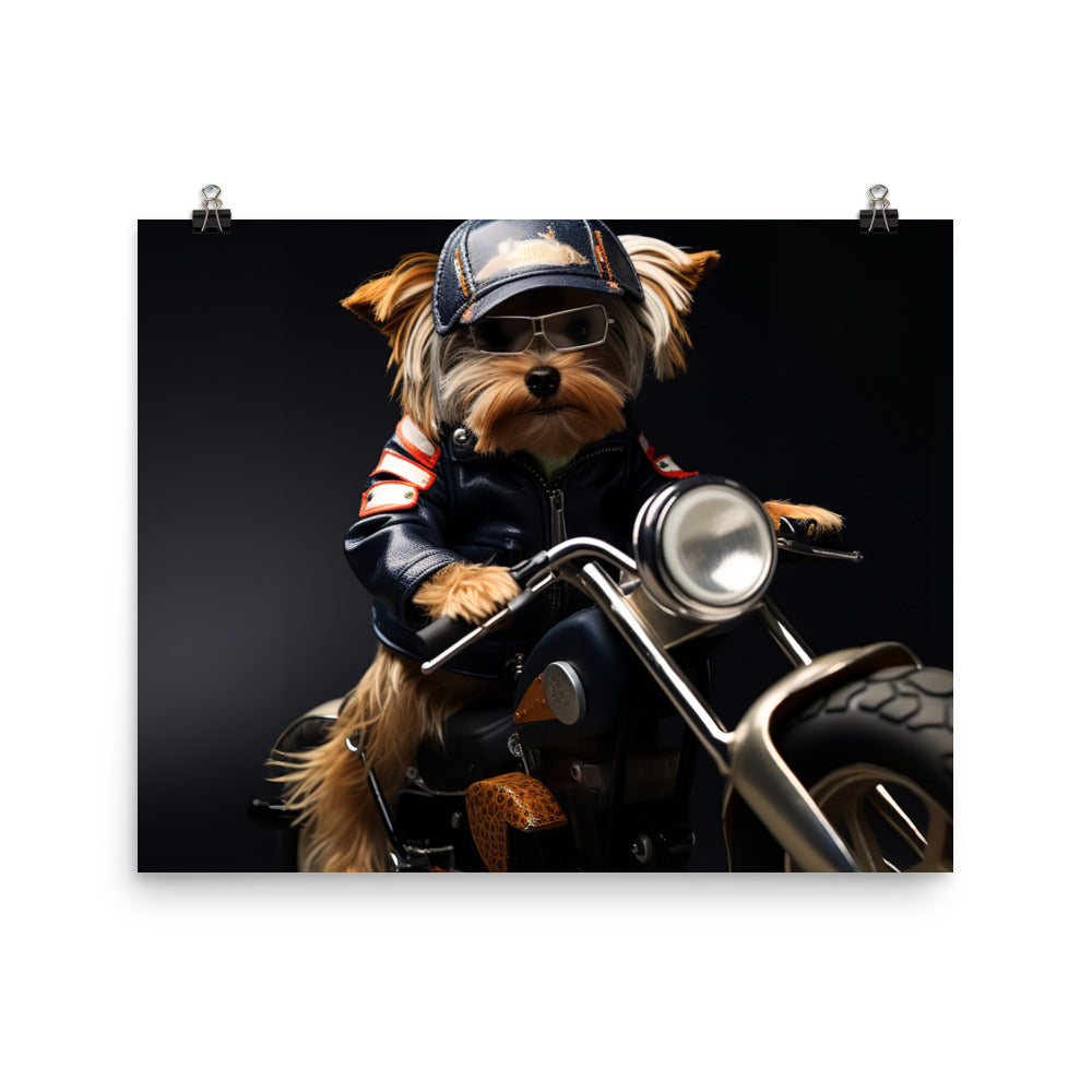 Yorkshire Terrier Superbike Athlete Photo paper poster - PosterfyAI.com