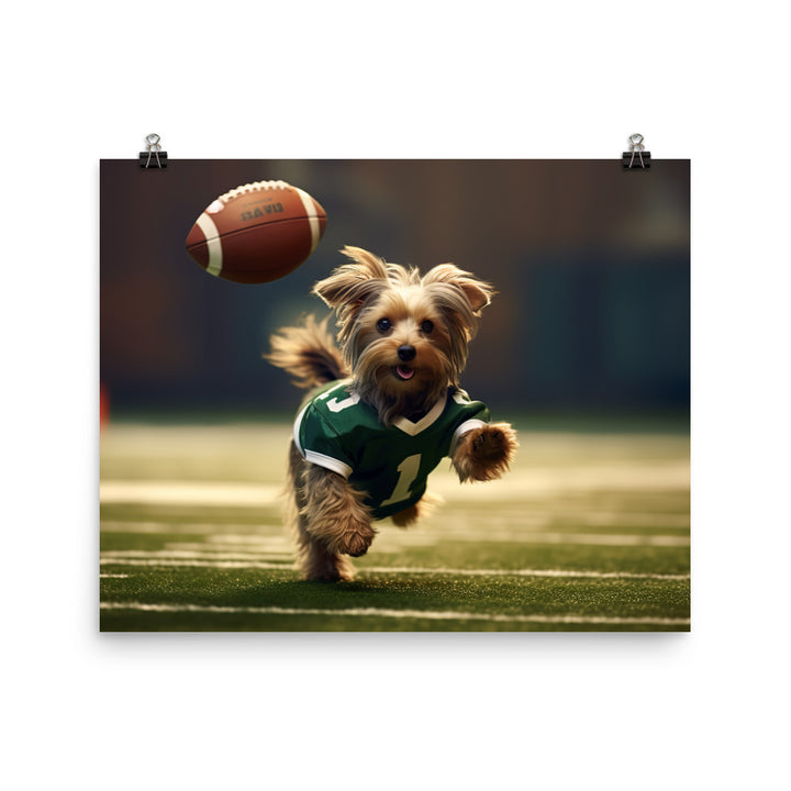 Yorkshire Terrier Football Player Photo paper poster - PosterfyAI.com