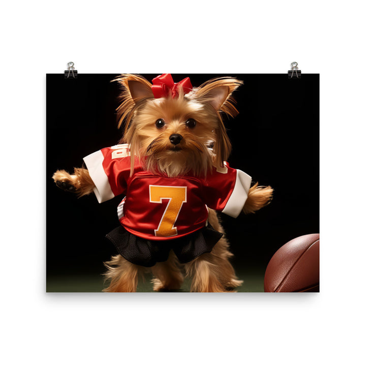 Yorkshire Terrier Football Player Photo paper poster - PosterfyAI.com