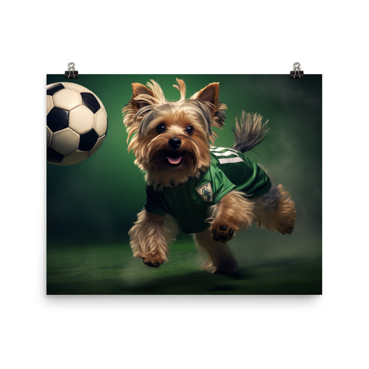 Yorkshire Terrier Football Player Photo paper poster - PosterfyAI.com