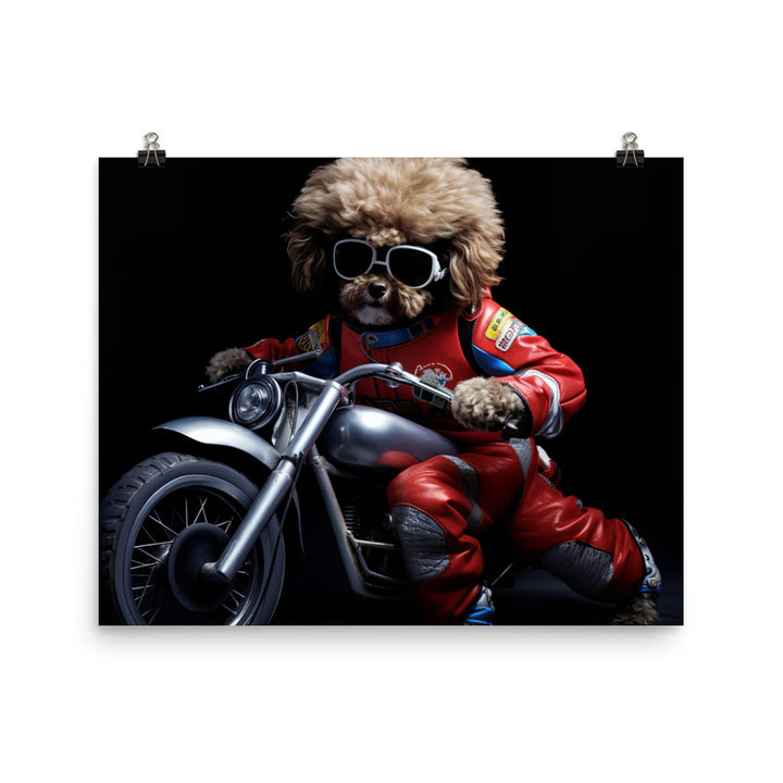 Poodle Superbike Athlete Photo paper poster - PosterfyAI.com