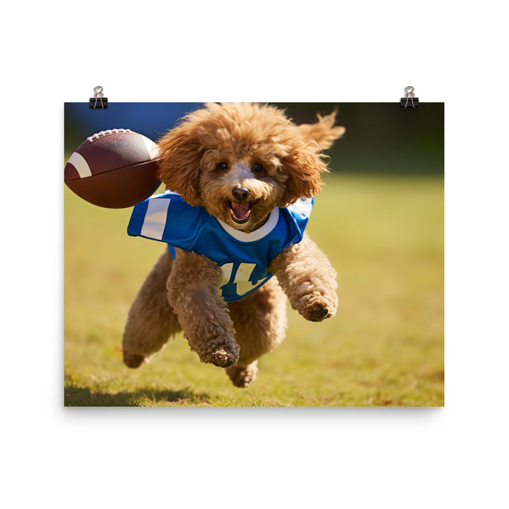 Poodle Football Player Photo paper poster - PosterfyAI.com