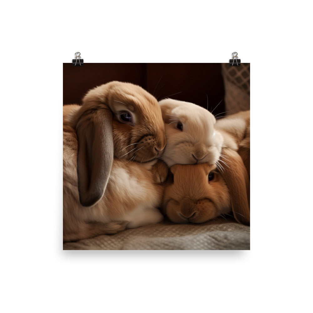 French Lop Family Time Photo paper poster - PosterfyAI.com