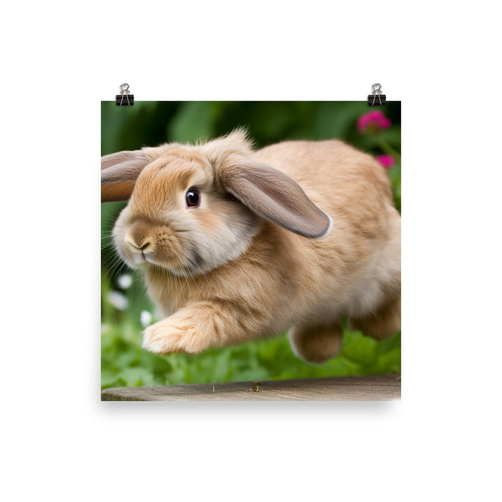 American Fuzzy Lop in the Garden Photo paper poster - PosterfyAI.com