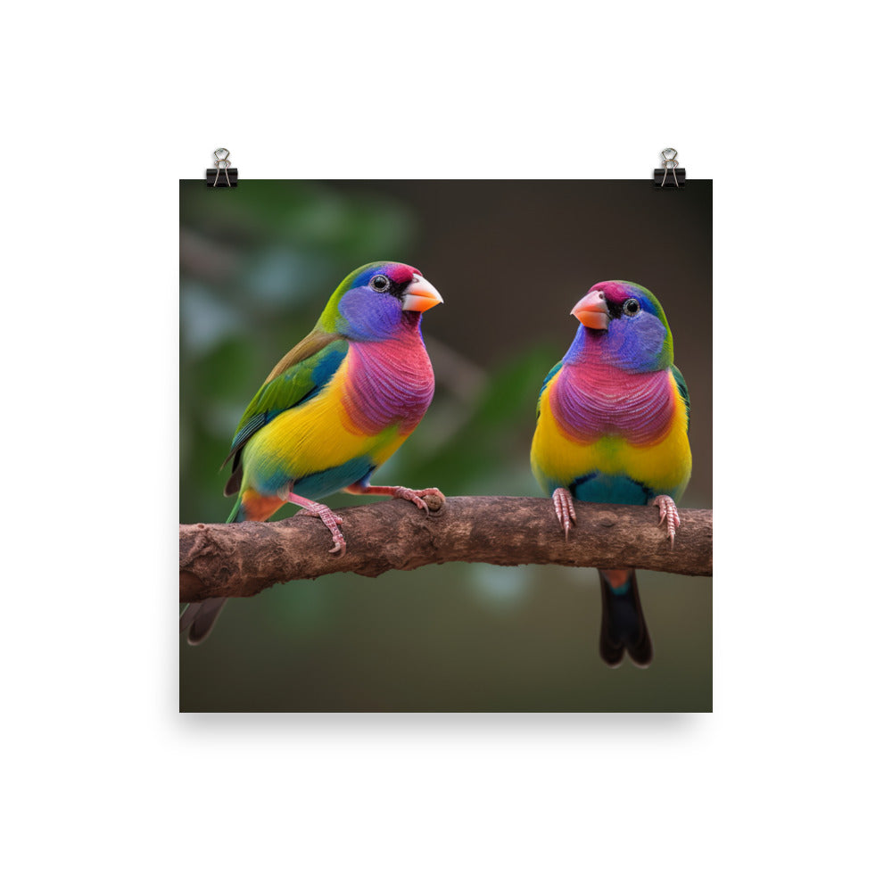 Rainbow Finches in the Wild Photo paper poster - PosterfyAI.com