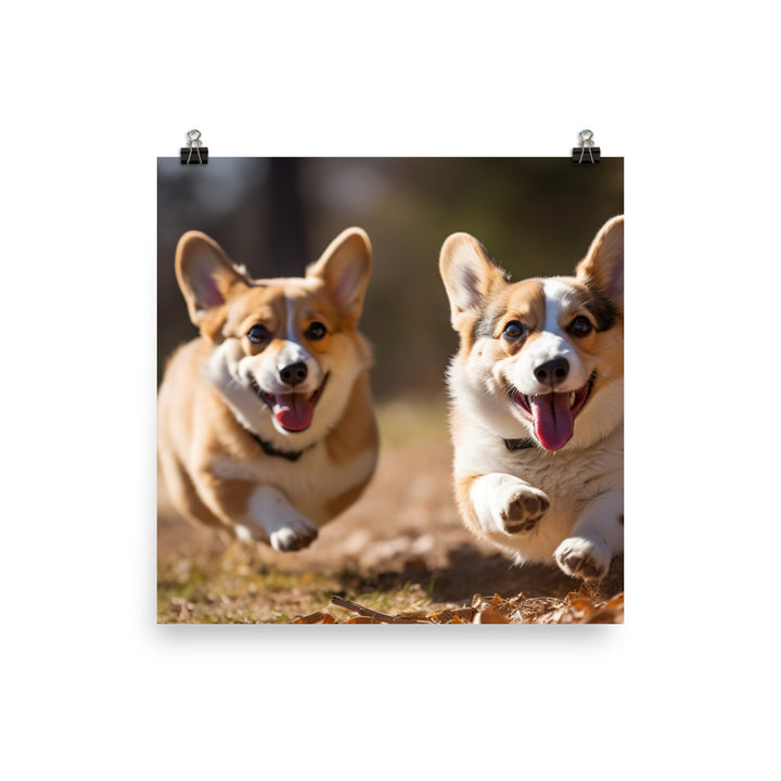 Welsh Corgi Best Friends Photo paper poster - PosterfyAI.com