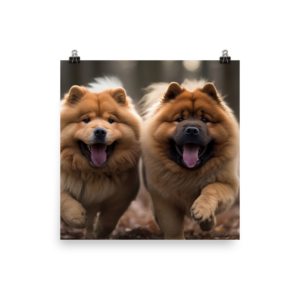 Two Chow Chows Having Fun Photo paper poster - PosterfyAI.com