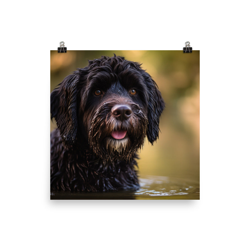 Portrait of a Portuguese Water Dog Photo paper poster - PosterfyAI.com