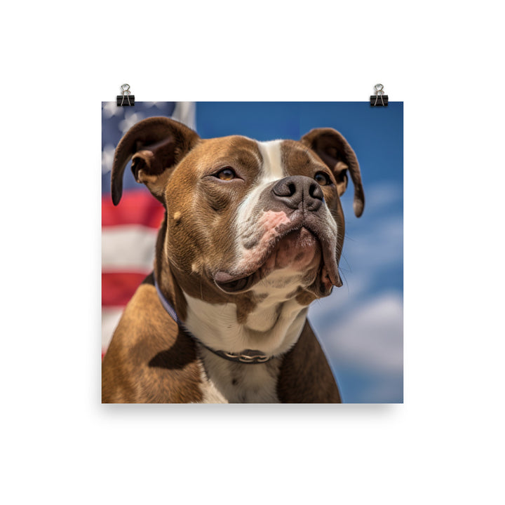 Patriotic American Staffordshire Terrier Photo paper poster - PosterfyAI.com