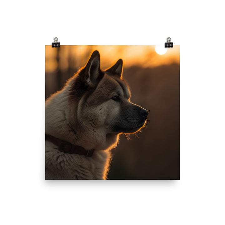 Noble Akita Gazing at the Sunset Photo paper poster - PosterfyAI.com